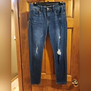 Express Women's Skinny Blue Jeans, with rips, Size 6